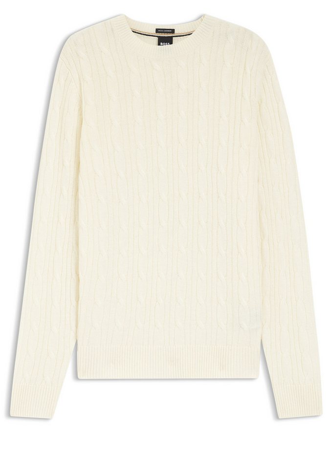 BOSS Strickpullover aus Wolle mit Zopfmuster (1-tlg) von BOSS