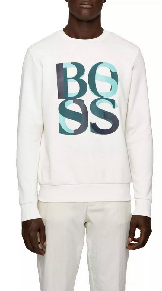 BOSS Sweatshirt Stadler 47 Sweater Mehrfarbiger, gummierter Logo-Print von BOSS