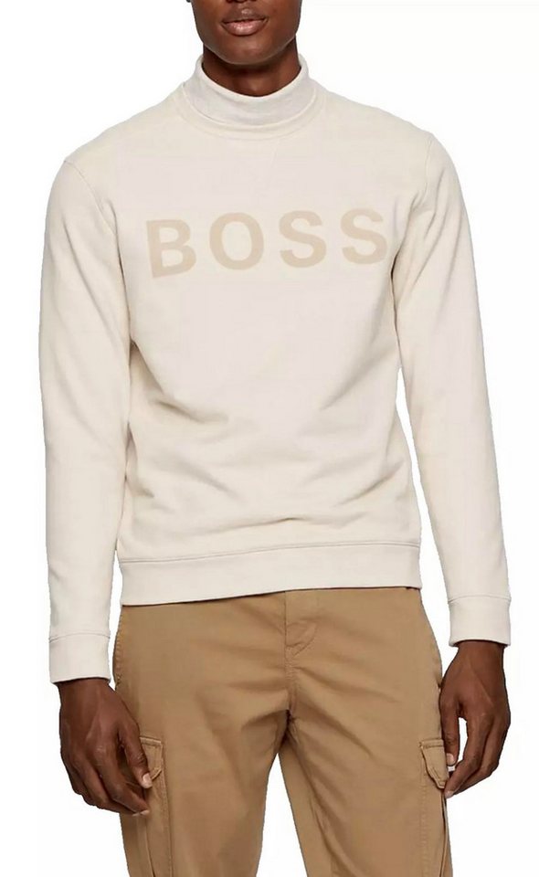 BOSS Sweatshirt Weefast Sweater Ein flockiertes BOSS-Logo, leichten French-Terry-Stoff von BOSS