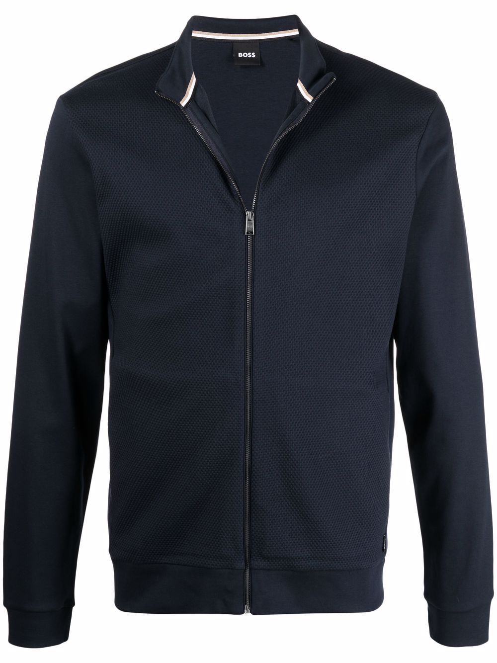 BOSS Sweatshirtjacke mit Waffeloptik - Schwarz von BOSS