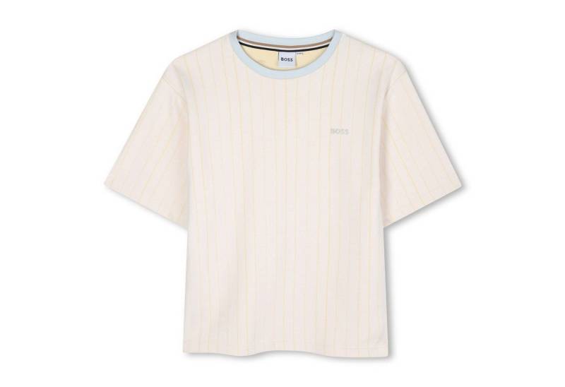 BOSS T-Shirt BOSS Kids T-Shirt mit Streifen & Logo weiß von BOSS