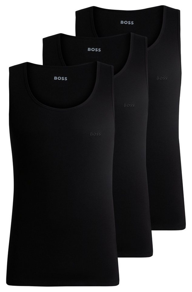 BOSS Tanktop 3P RibClassic BOSS ONE Ton in Ton Stickerei auf der Brust von BOSS
