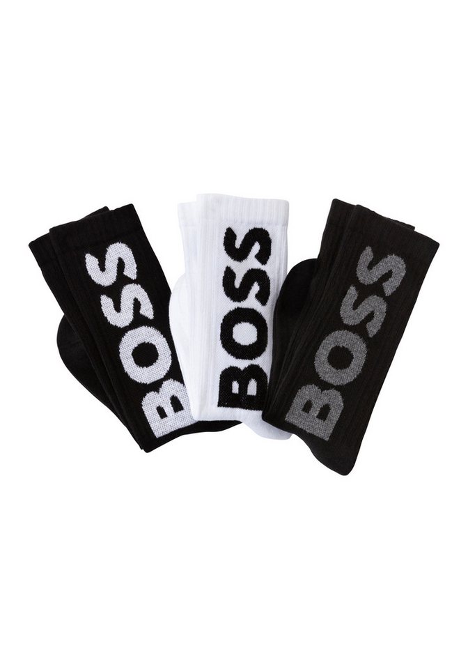 BOSS Socken 3P QS Rib Logo CC mit Logo von BOSS