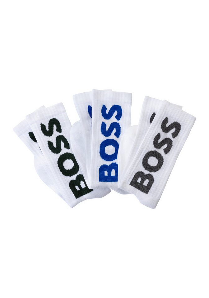 BOSS Socken 3P QS Rib Logo CC mit Logo von BOSS