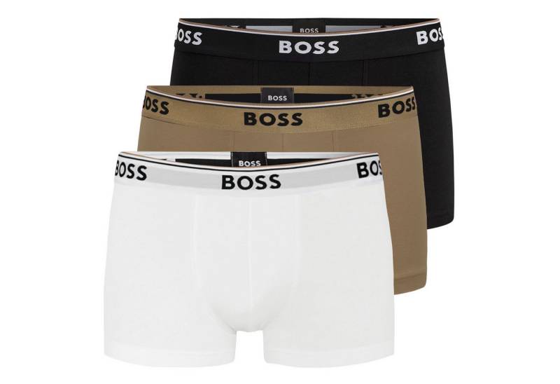 BOSS Trunk Cotton Stretch (3-St) mit umlaufend eingewebtem Markenschriftzug von BOSS