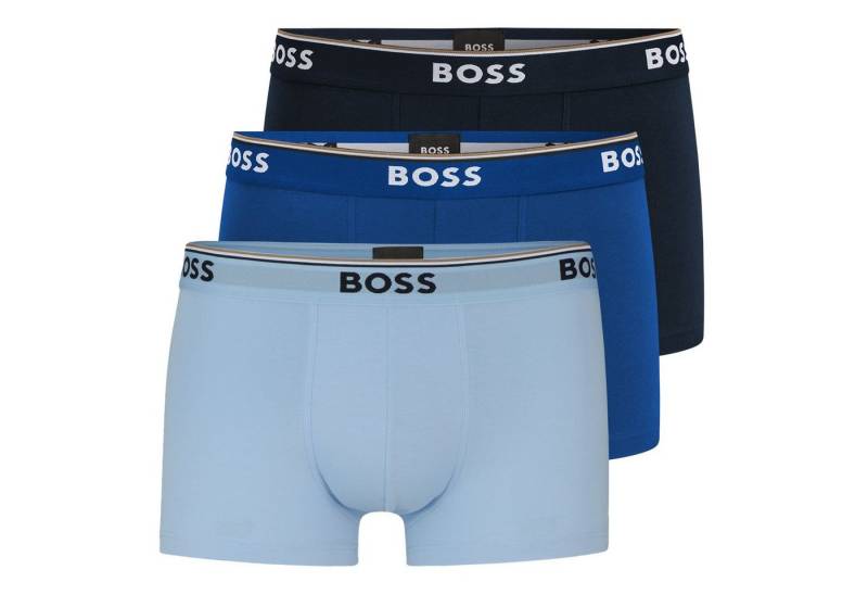 BOSS Trunk Cotton Stretch (3-St) mit umlaufend eingewebtem Markenschriftzug von BOSS
