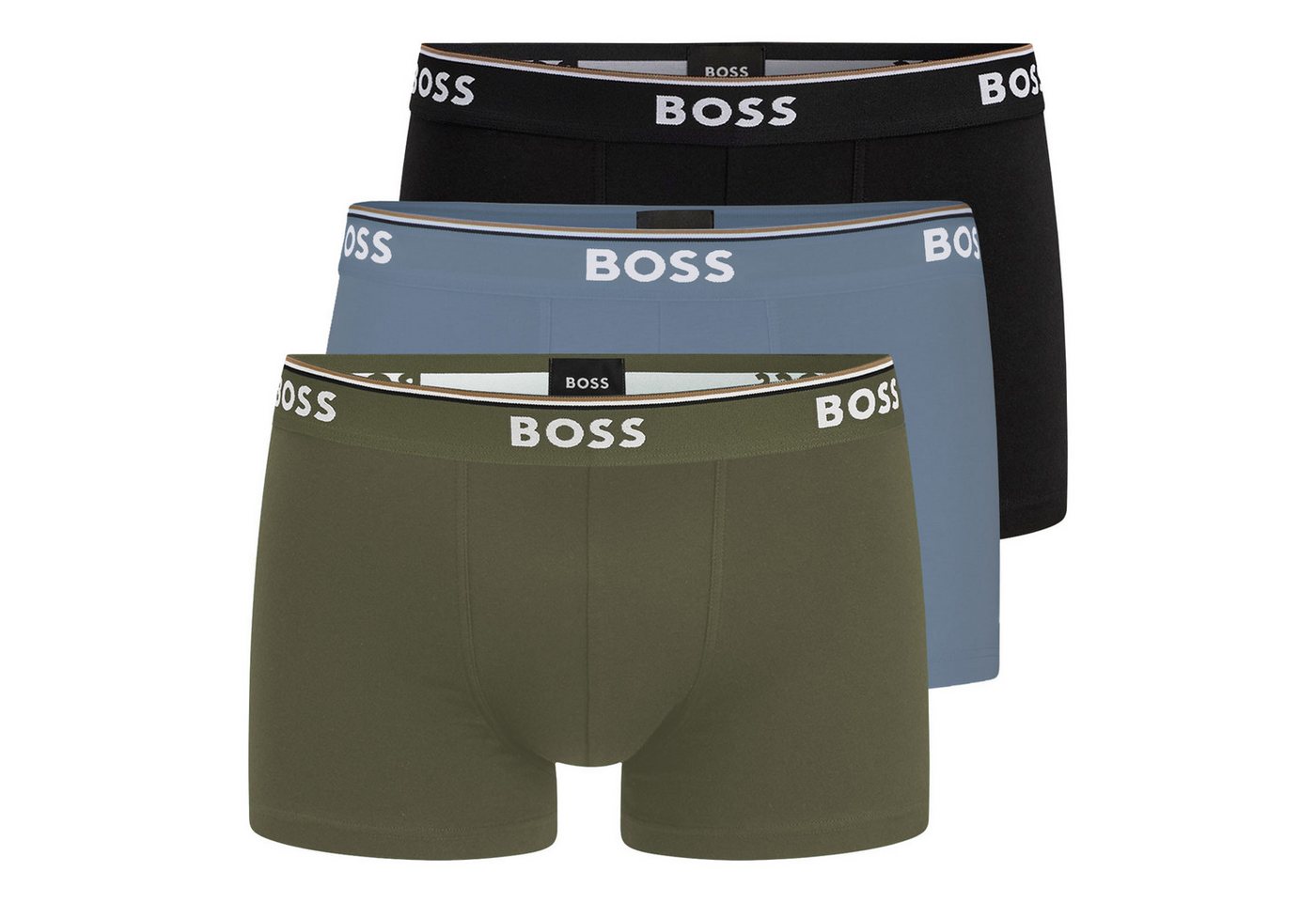 BOSS Trunk Cotton Stretch (3-St) mit umlaufend eingewebtem Markenschriftzug von BOSS