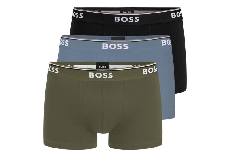BOSS Trunk Cotton Stretch (3-St) mit umlaufend eingewebtem Markenschriftzug von BOSS