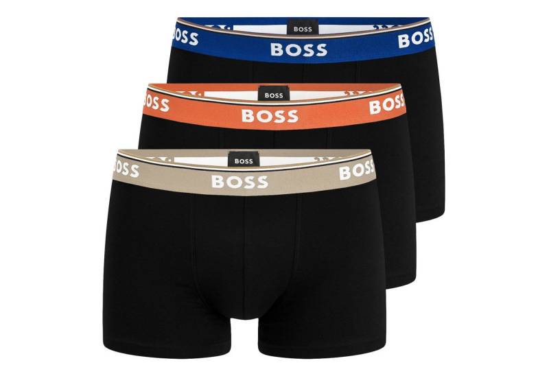 BOSS Trunk Cotton Stretch (3-St) mit umlaufend eingewebtem Markenschriftzug von BOSS