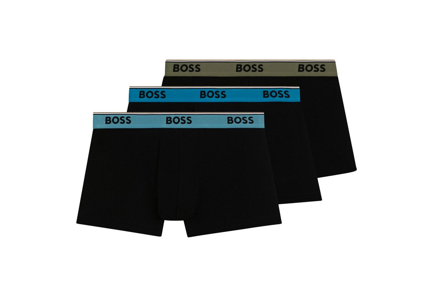 BOSS Trunk Cotton Stretch (3-St) mit umlaufend eingewebtem Markenschriftzug von BOSS