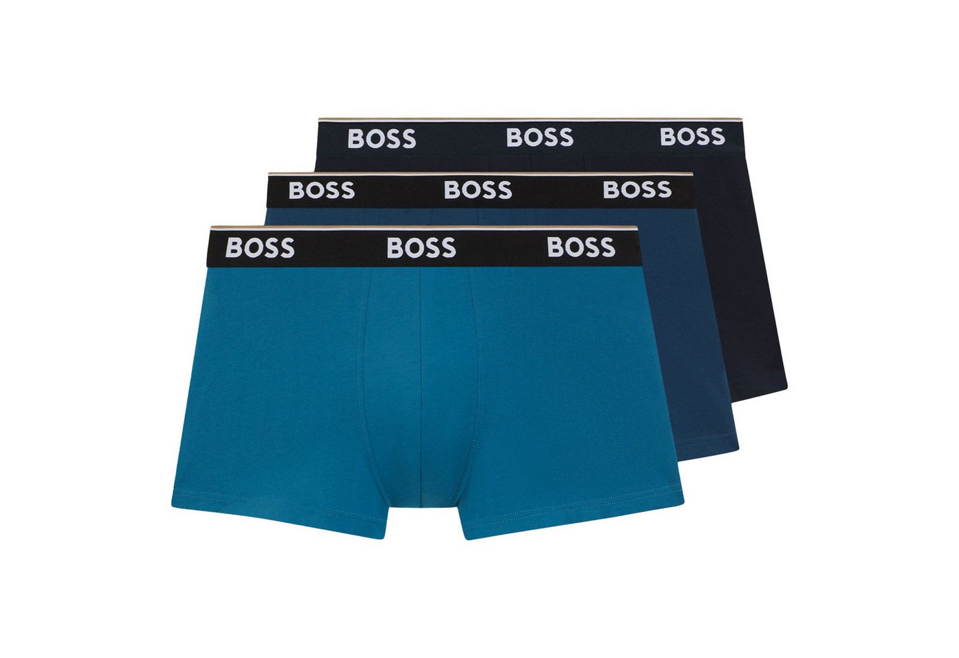 BOSS Trunk Cotton Stretch (3-St) mit umlaufend eingewebtem Markenschriftzug von BOSS