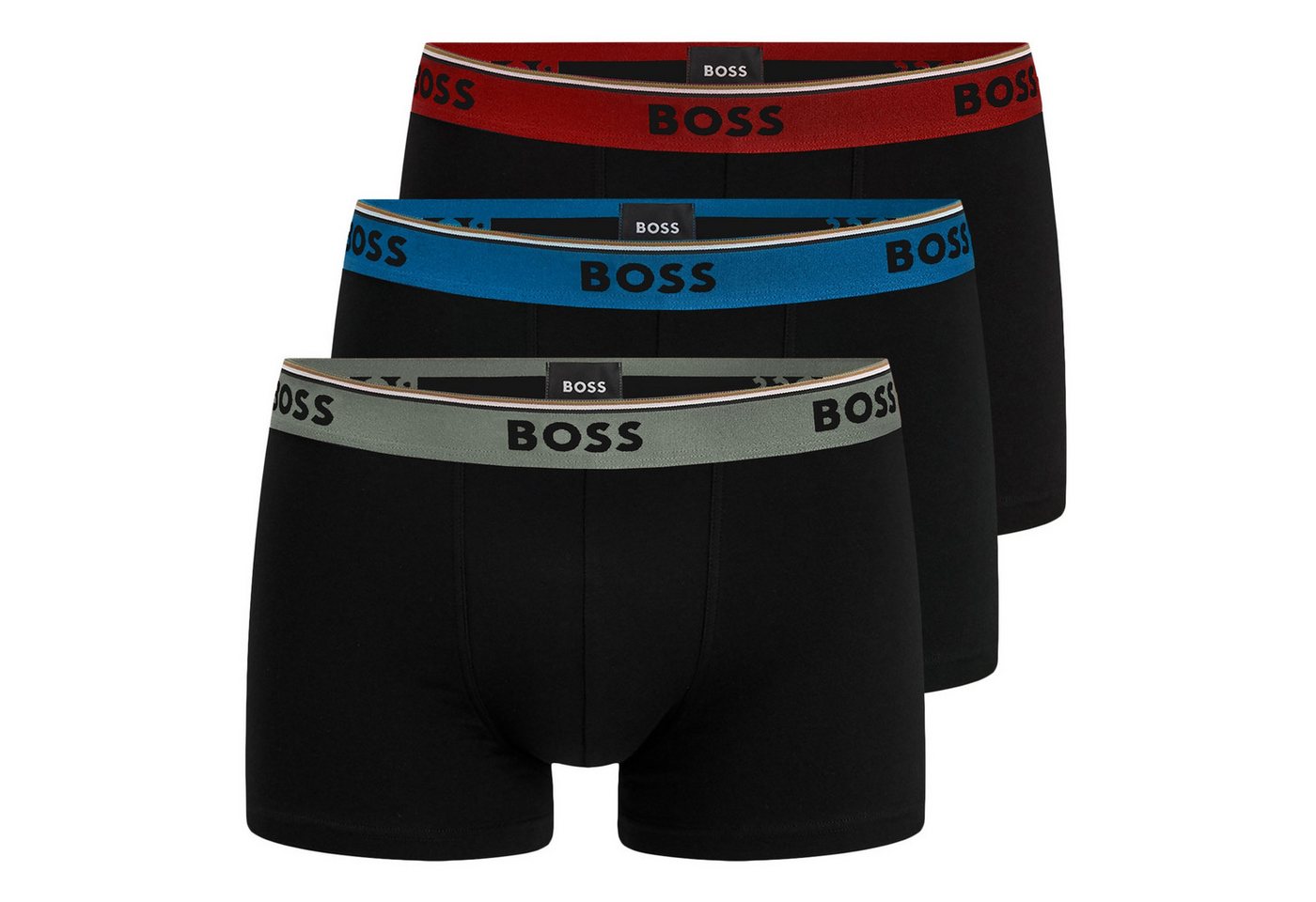 BOSS Trunk Cotton Stretch (3-St) mit umlaufend eingewebtem Markenschriftzug von BOSS