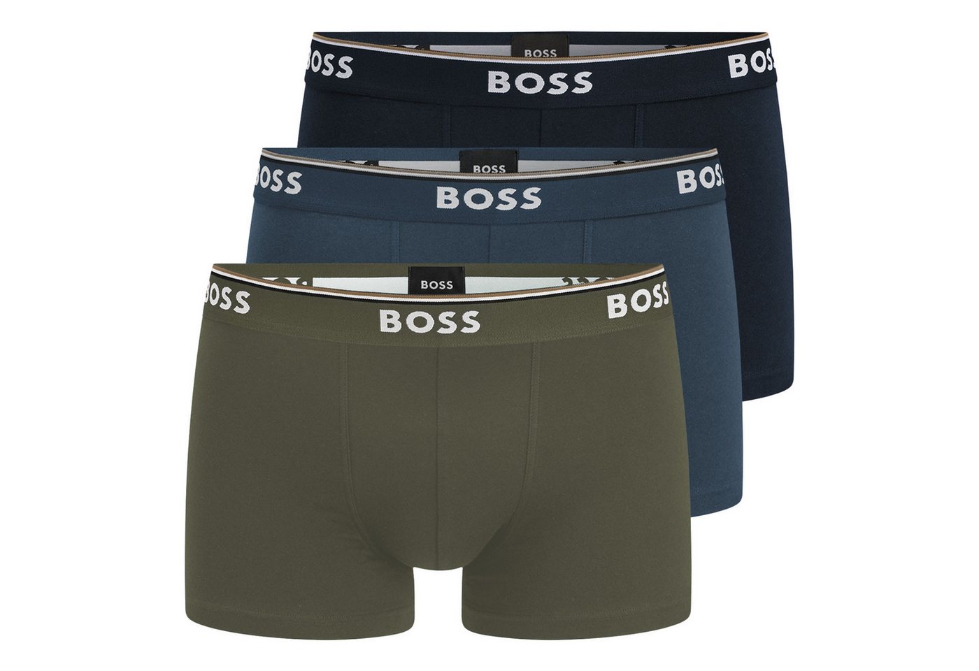 BOSS Trunk Cotton Stretch (3-St) mit umlaufend eingewebtem Markenschriftzug von BOSS