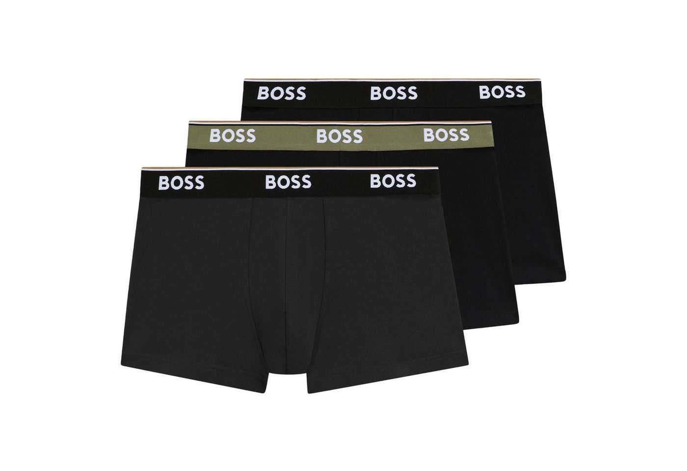 BOSS Trunk Cotton Stretch (3-St) mit umlaufend eingewebtem Markenschriftzug von BOSS