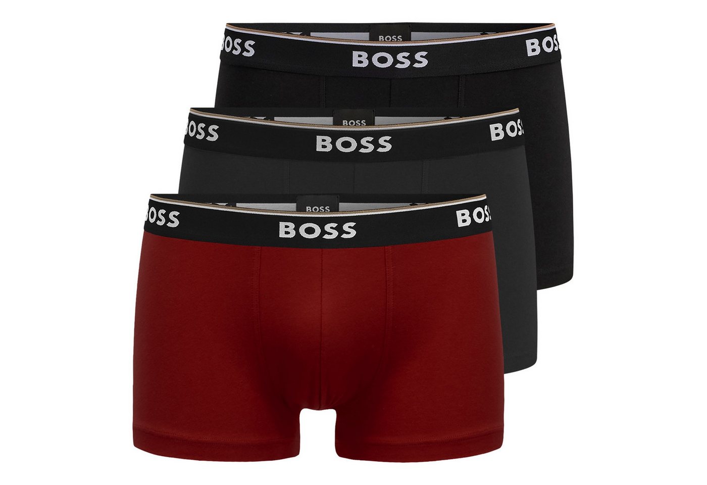 BOSS Trunk Cotton Stretch (3-St) mit umlaufend eingewebtem Markenschriftzug von BOSS