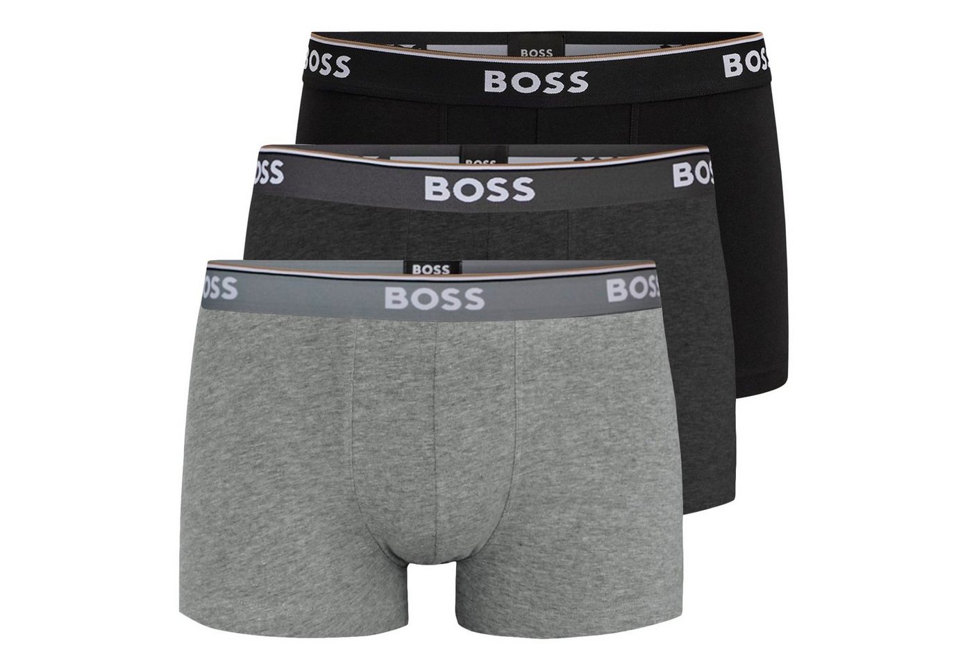 BOSS Trunk Cotton Stretch (3-St) mit umlaufend eingewebtem Markenschriftzug von BOSS