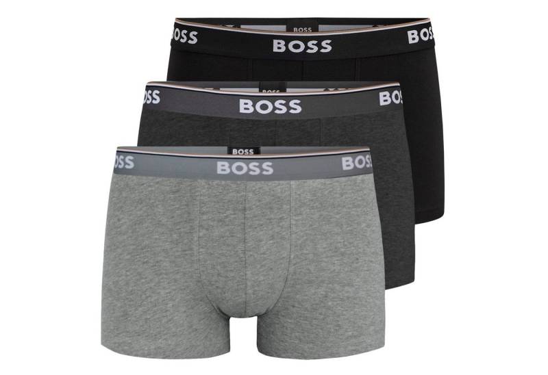 BOSS Trunk Cotton Stretch (3-St) mit umlaufend eingewebtem Markenschriftzug von BOSS