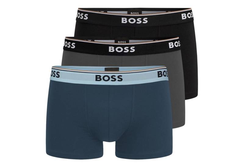 BOSS Trunk Cotton Stretch (3-St) mit umlaufend eingewebtem Markenschriftzug von BOSS