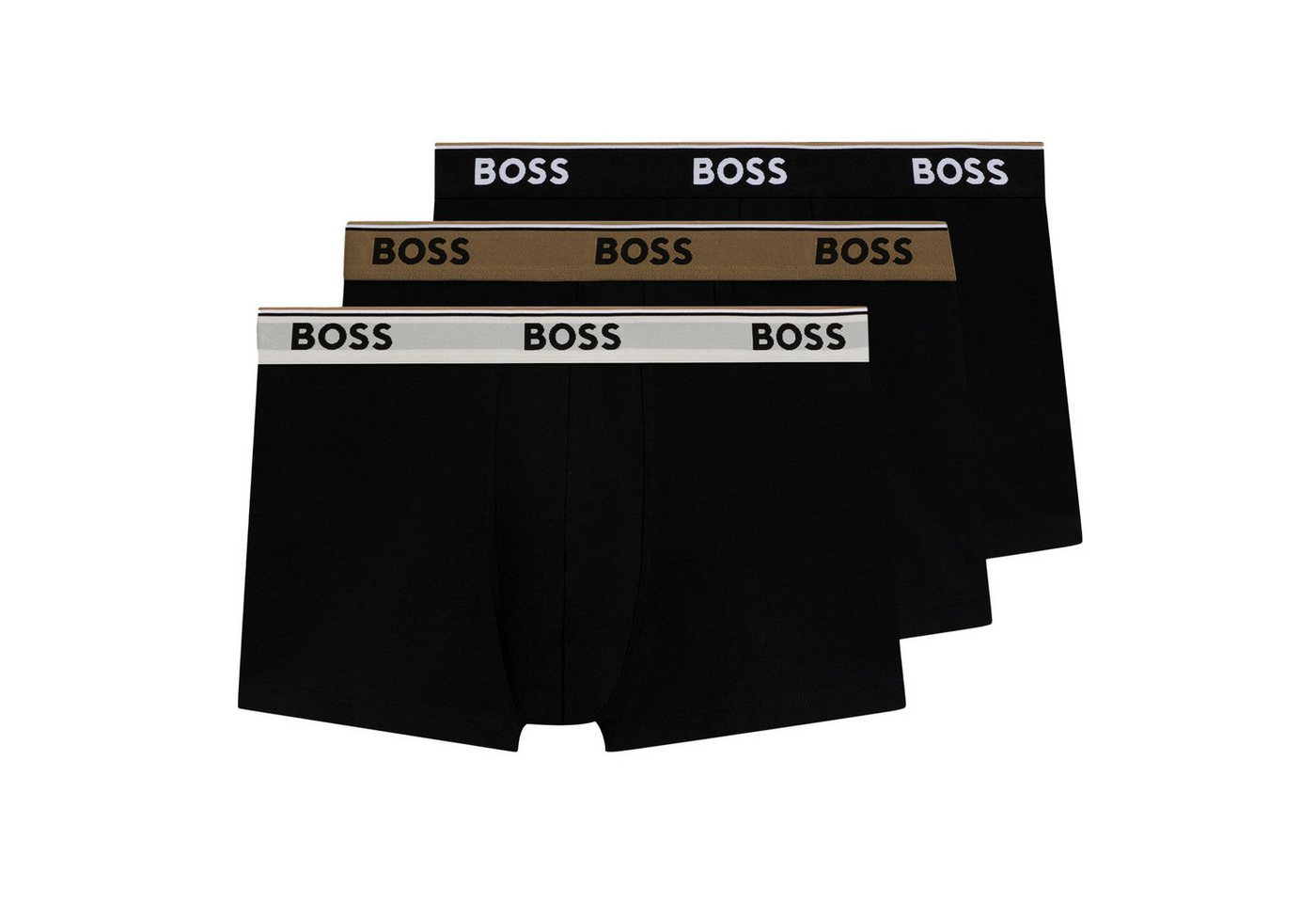 BOSS Trunk Cotton Stretch (3-St) mit umlaufend eingewebtem Markenschriftzug von BOSS