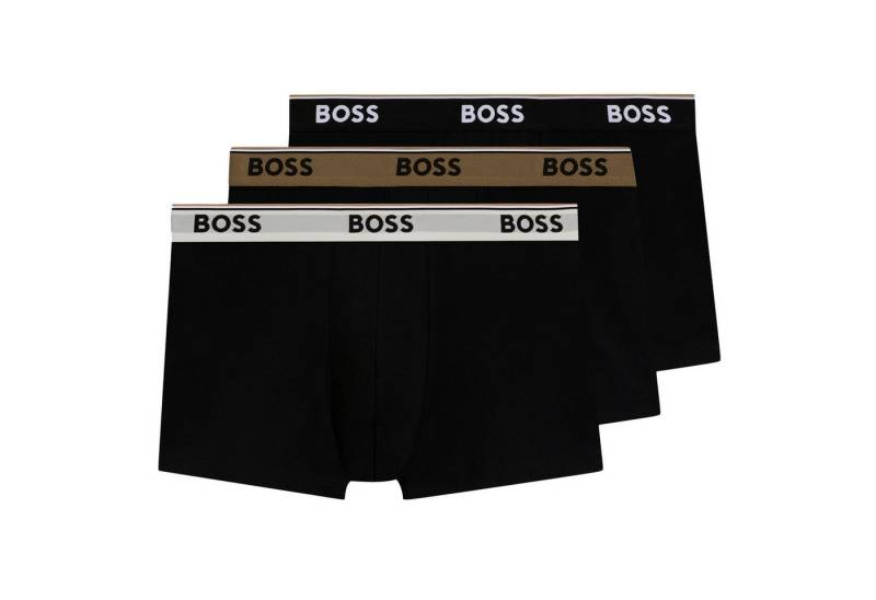 BOSS Trunk Cotton Stretch (3-St) mit umlaufend eingewebtem Markenschriftzug von BOSS