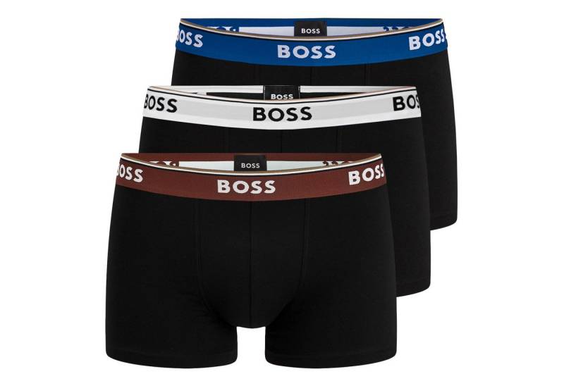 BOSS Trunk Cotton Stretch (3-St) mit umlaufend eingewebtem Markenschriftzug von BOSS