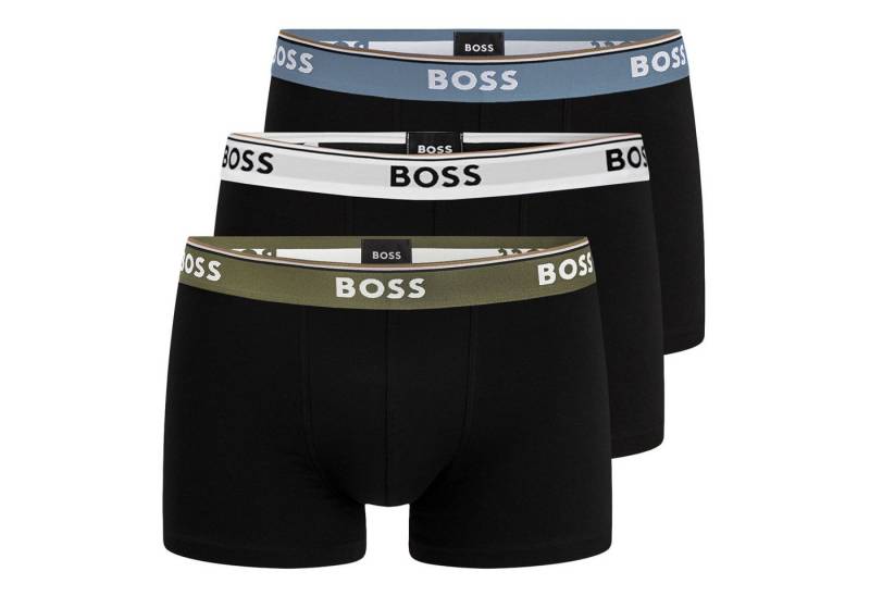 BOSS Trunk Cotton Stretch (3-St) mit umlaufend eingewebtem Markenschriftzug von BOSS