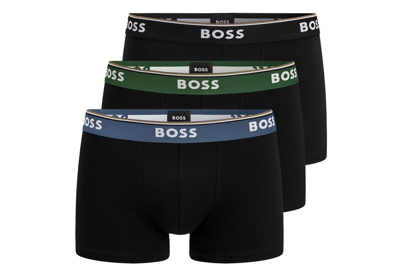 BOSS Trunk Cotton Stretch (3-St) mit umlaufend eingewebtem Markenschriftzug von BOSS