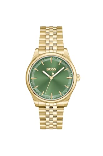 BOSS Uhr mit DREI-Zeiger-Quarzwerk für Damen Kollektion Graceful mit Goldfarben Edelstahlarmband - 1502780 von BOSS
