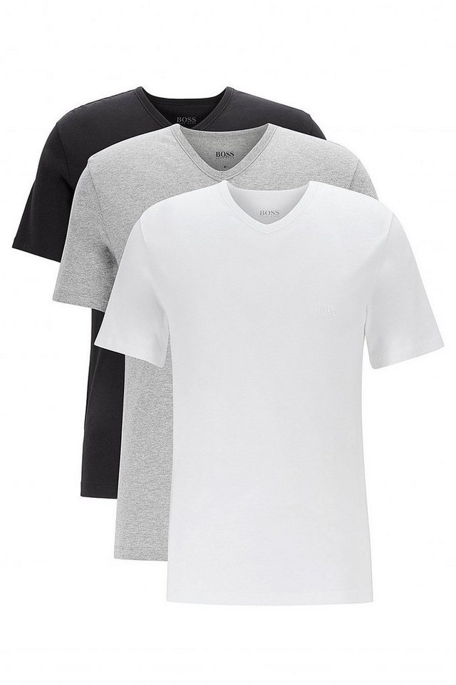 BOSS Unterziehshirt V-Neck (Dreierpack, 3-St., 3er-Pack) Herren Shirt Kurzarm aus reiner Baumwolle im Dreierpack von BOSS