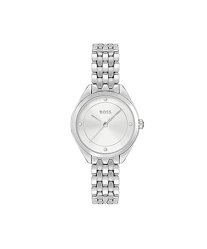 BOSS Analog Quarzuhr für Damen Kollektion MAE mit Silbernes Edelstahlarmband - 1502722 von BOSS