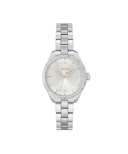 BOSS Analog Quarzuhr für Damen Kollektion SAGE mit Silbernes Edelstahlarmband - 1502726 von BOSS