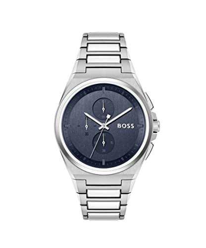 BOSS Chronograph Quarz Uhr für Herren mit Silbernes Edelstahlarmband - 1514048 von BOSS