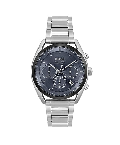 BOSS Chronograph Quarz Uhr für Herren Kollektion TOP mit Silbernes Edelstahlarmband - 1514093 von BOSS