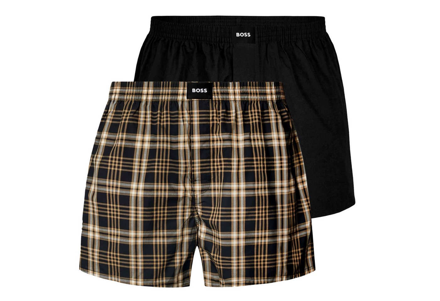 BOSS Webboxer Boxer Shorts CW Peach (2-St., 2er Set) mit mittig platziertem Logo auf dem Bund von BOSS