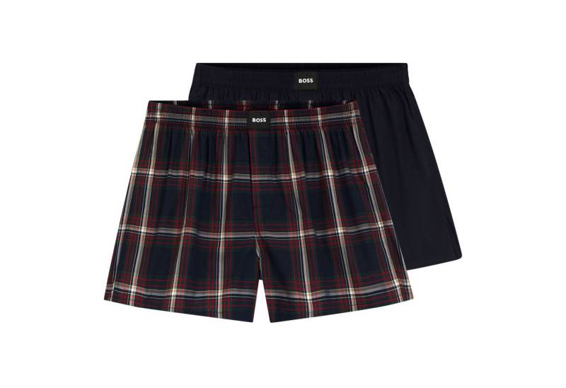BOSS Webboxer Boxer Shorts CW Peach (2-St., 2er Set) mit mittig platziertem Logo auf dem Bund von BOSS