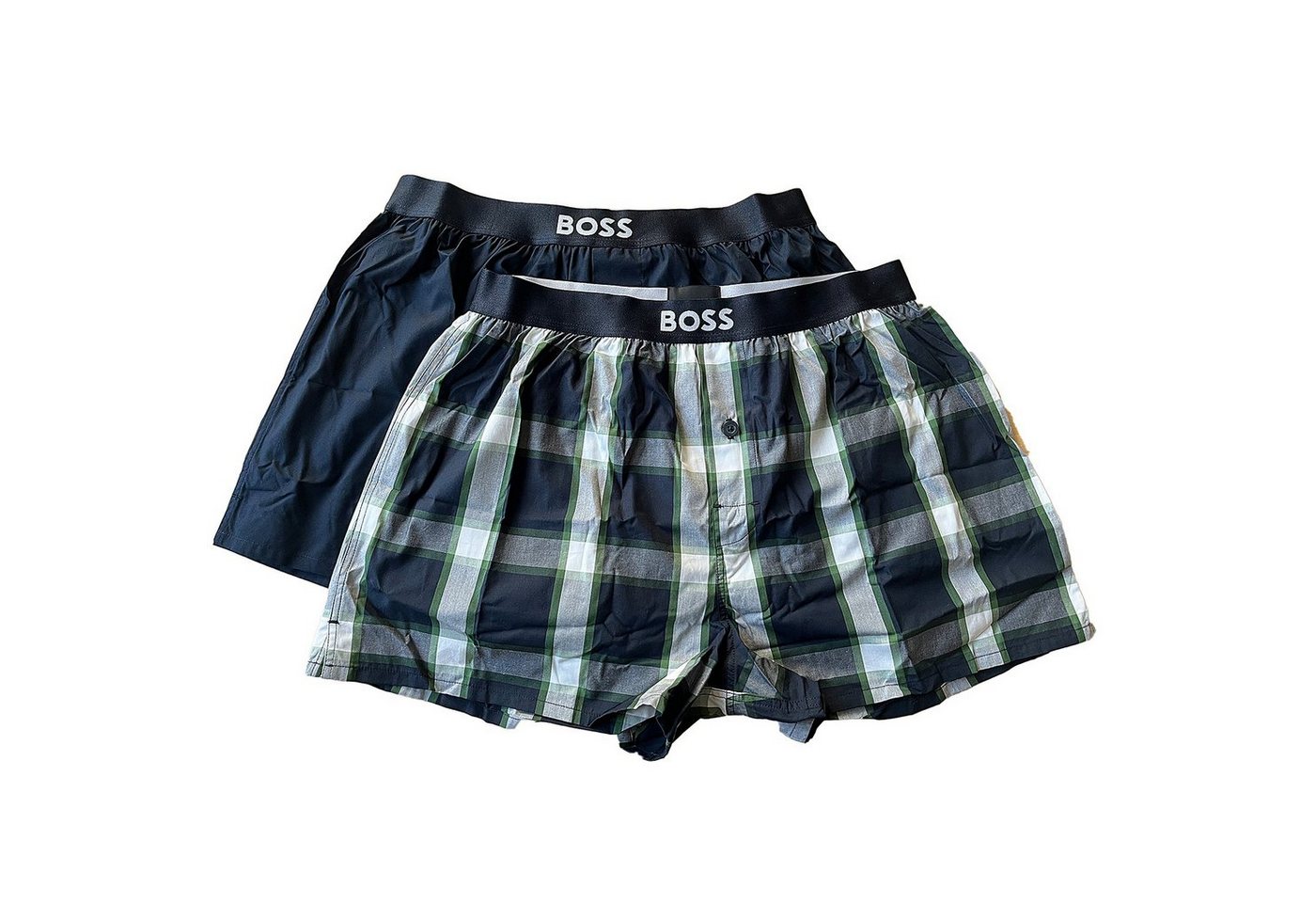 BOSS Webboxer Woven Boxer Shorts Pure Cotton (Packung, 2-St., 2er-Pack) Boxershorts EW - Pyjama Shorts - legerer Schnitt - mit Logobund von BOSS