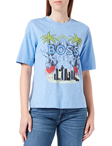 BOSS Women's C_Evarsy_Print T_Shirt, Open Blue472, L von BOSS