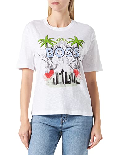 BOSS Women's C_Evarsy_Print T_Shirt, White100, M von BOSS