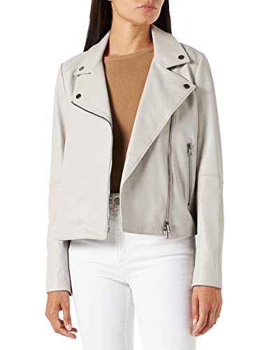 BOSS Women's C_Saleli1 Leather-Jacket, Silver, 40 von BOSS