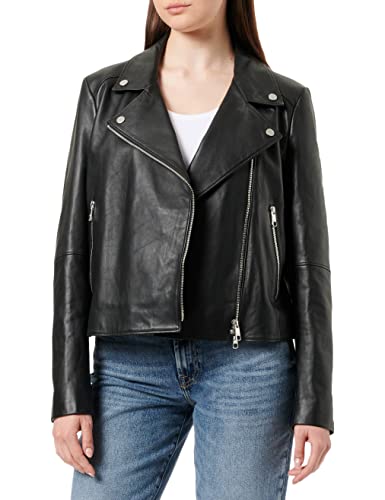 BOSS Women's C_Saleli4 Leather_Jacket, Black1, 40 von BOSS