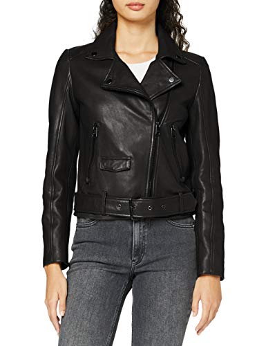 BOSS Damen Jareca Leather Jacket, Black (001), 40 von BOSS