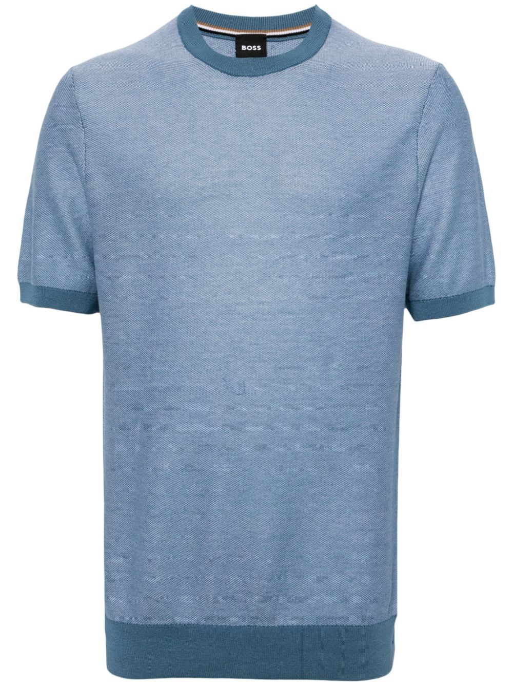 BOSS contrast-trim knitted T-shirt - Blau von BOSS