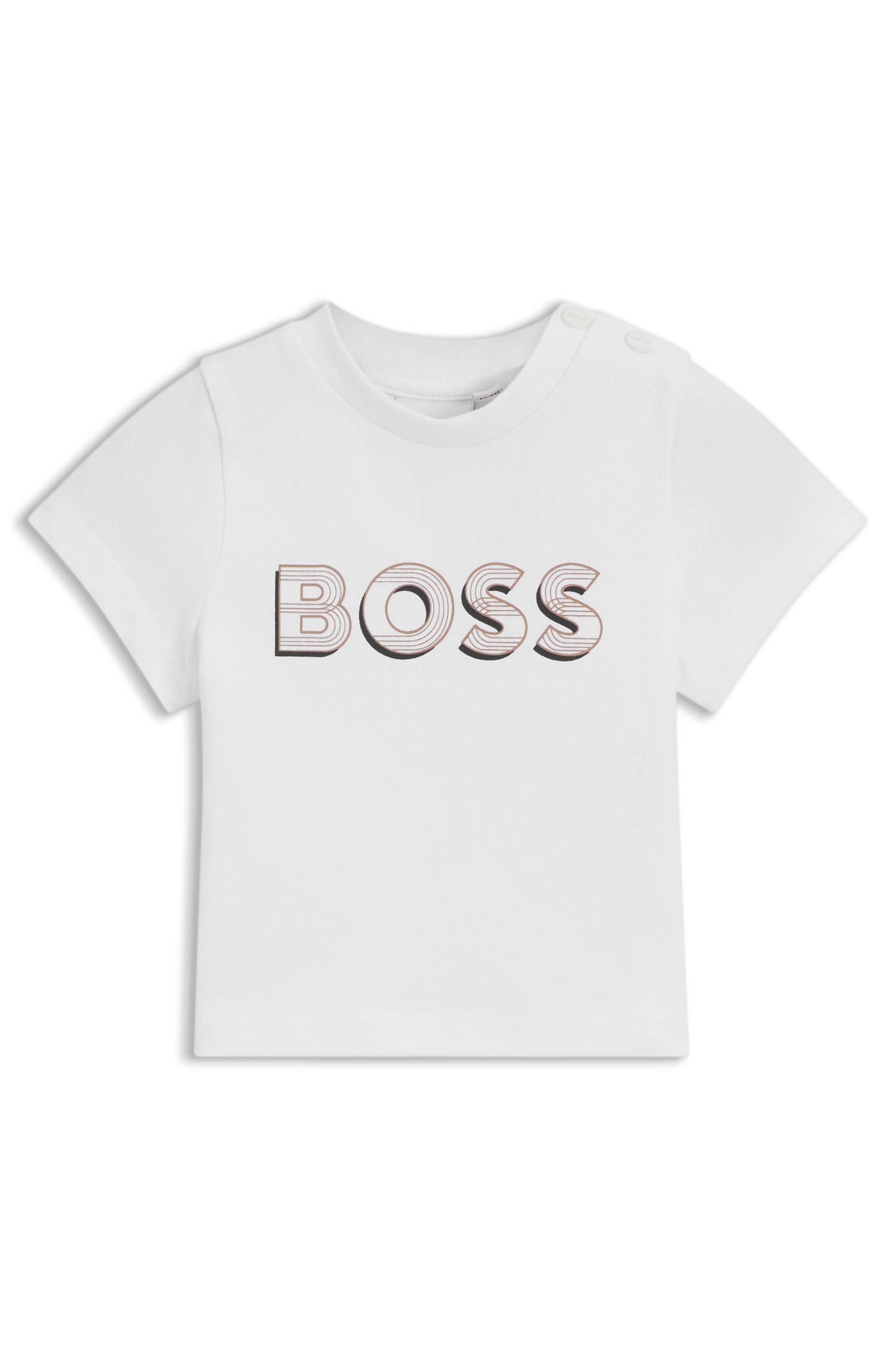 Baby-T-Shirt aus Stretch-Baumwolle mit Logo-Artwork von BOSS