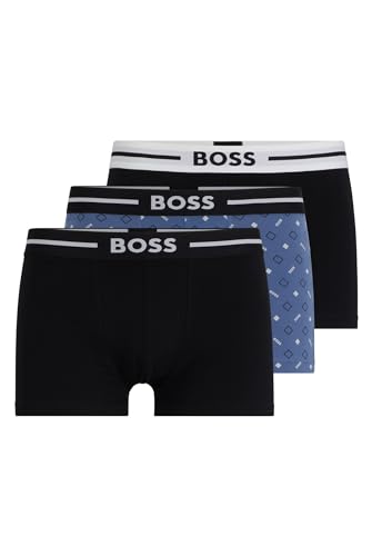 BOSS Herren Trunk 3P Bold Design Dreier-Pack Boxershorts aus Stretch-Baumwolle mit Logo-Bund Gemustert XXL von BOSS