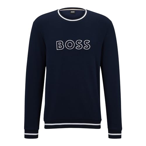 BOSS Herren Pullover Sweatshirt Contemporary Sweatshirt, Farbe:Blau, Artikel:-403 Dark Blue, Größe:M von BOSS