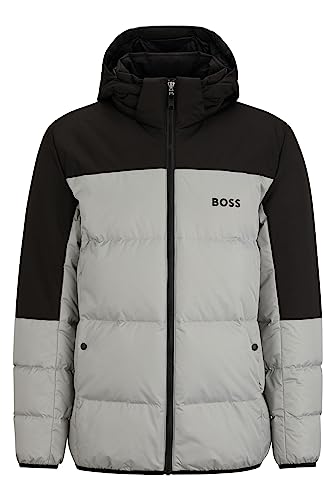 BOSS Herren J Hamar1 Wasserabweisende Regular-Fit Daunenjacke mit Logo-Detail Hellgrau XL von BOSS