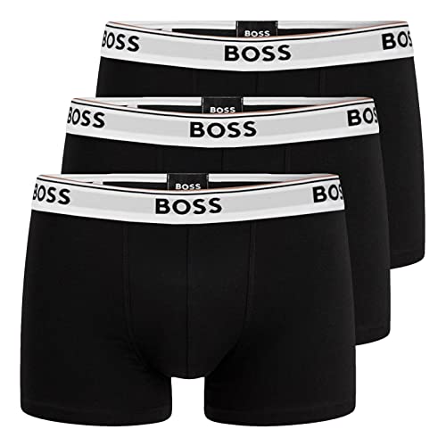BOSS 3er Pack Herren Trunks Power Boxer Boxershorts Unterhosen Cotton Stretch, Farbe:Schwarz, Wäschegröße:L, Artikel:-994 Open Black von BOSS