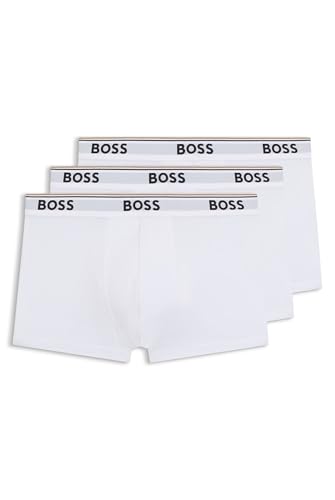 Boss Herren Trunks Power Boxer Unterhosen Cotton Stretch 3er Pack, Farbe:Weiß, Wäschegröße:S, Artikel:-100 white von BOSS
