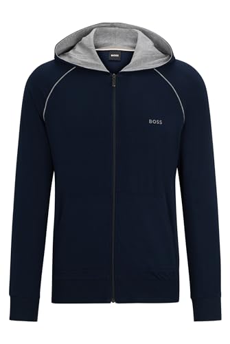 BOSS Herren Mix&Match Jacket H Hoodie aus Stretch-Baumwolle mit Reißverschluss und Logo-Detail Dunkelblau XS von BOSS