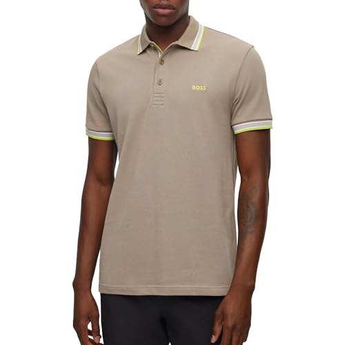 BOSS Herren Paddy Poloshirt aus Bio-Baumwolle mit Logo Hellgrün S von BOSS